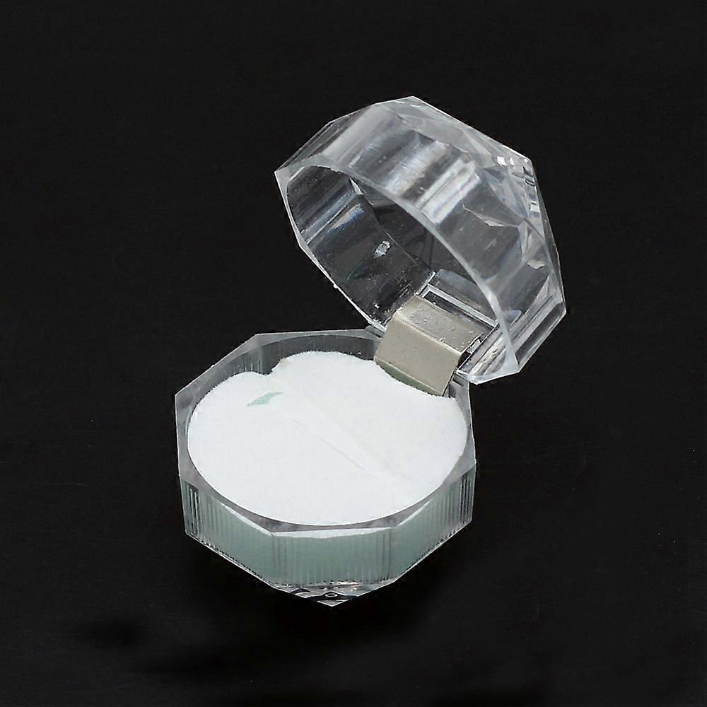 Transparent Plastic Ring boxes Jewelry box White 3.8x3.8x3.8cm