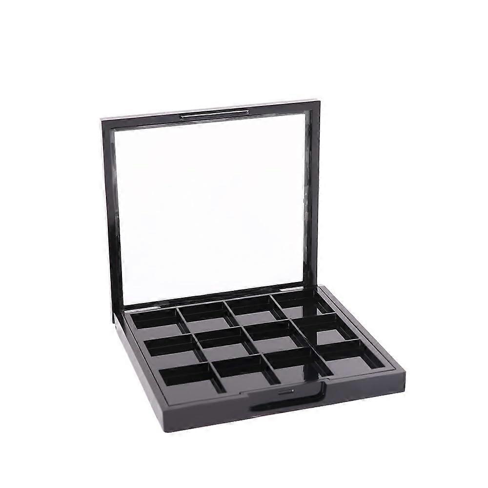 Empty Eyeshadow Palette 12 Grid Compact for DIY Makeup, Black TravelFriendly Storage Box