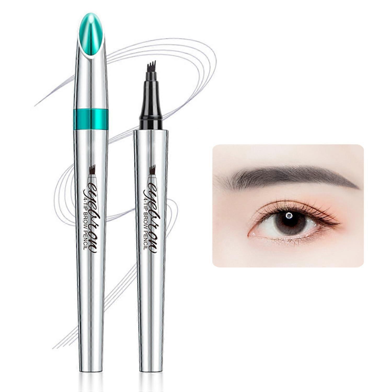 Waterproof Microblading Eyebrow Pencil 4Tip SmudgeProof Pen for Natural Brows Gray
