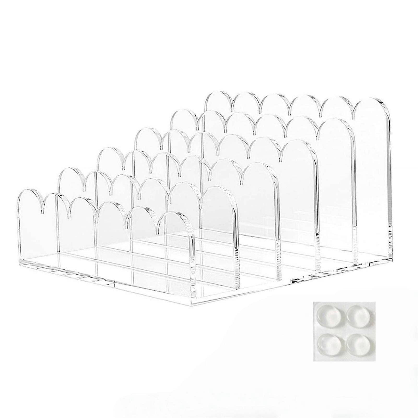 Acrylic Mail Organizer Desktop Clear Document Sorter Vertical File Holder 5-Compartment File Rack