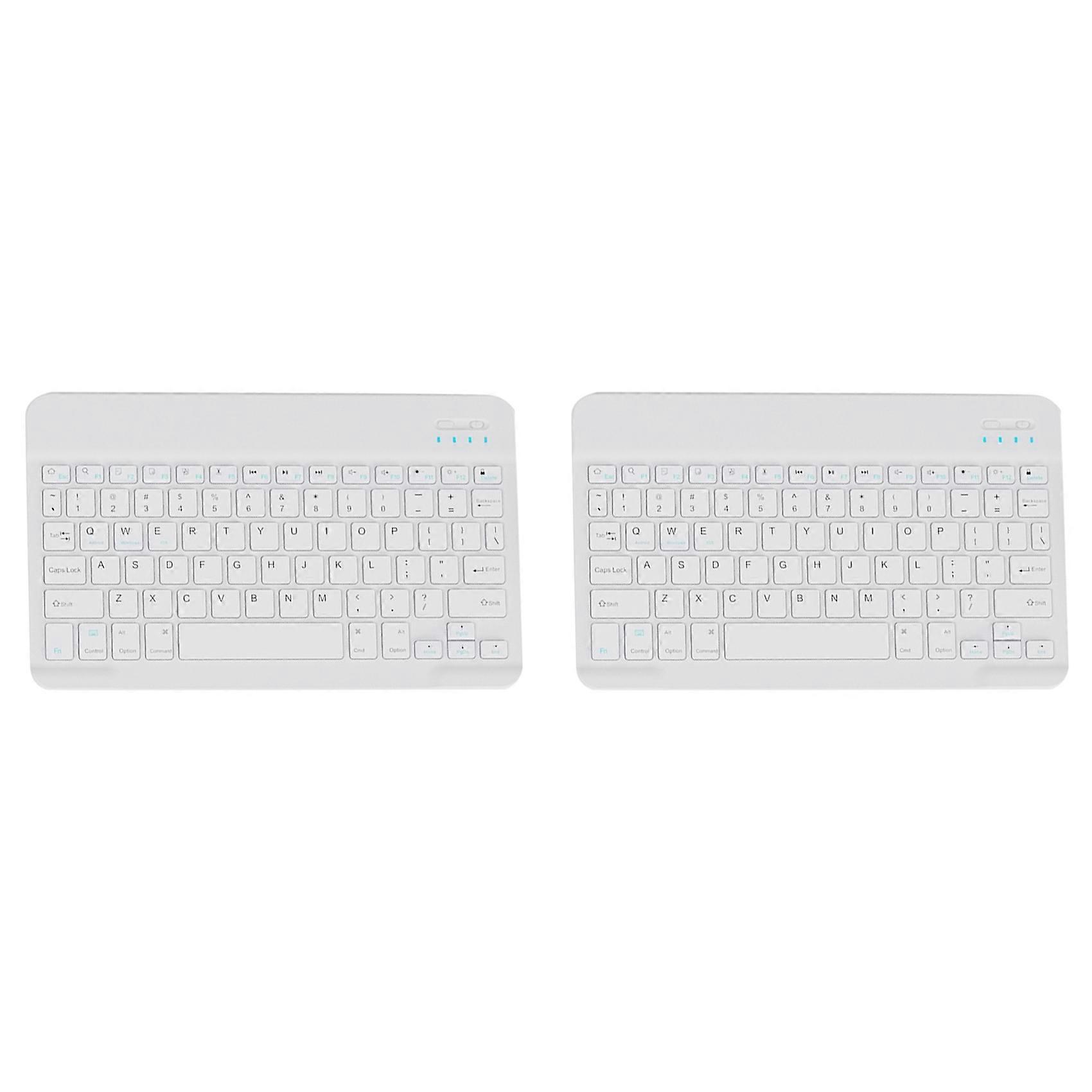 2X Bluetooth Keyboard Portable Keyboard for Tablet PC Tablet Gaming Accessories White