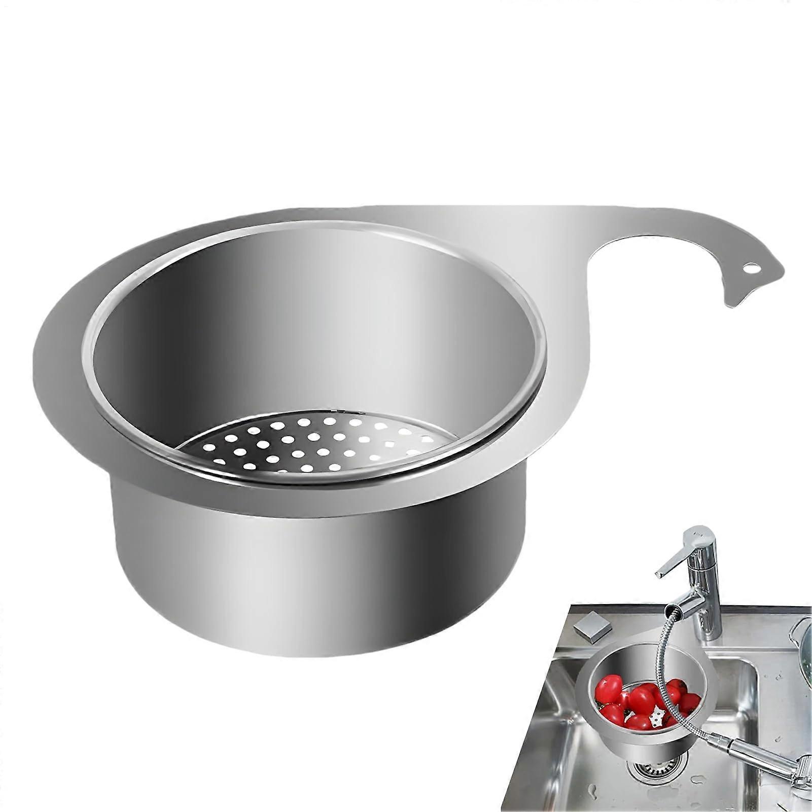 Stainless Steel Corner Sink Strainer Swan Shape Kitchen Drain Basket Space Saving Easy Clean
