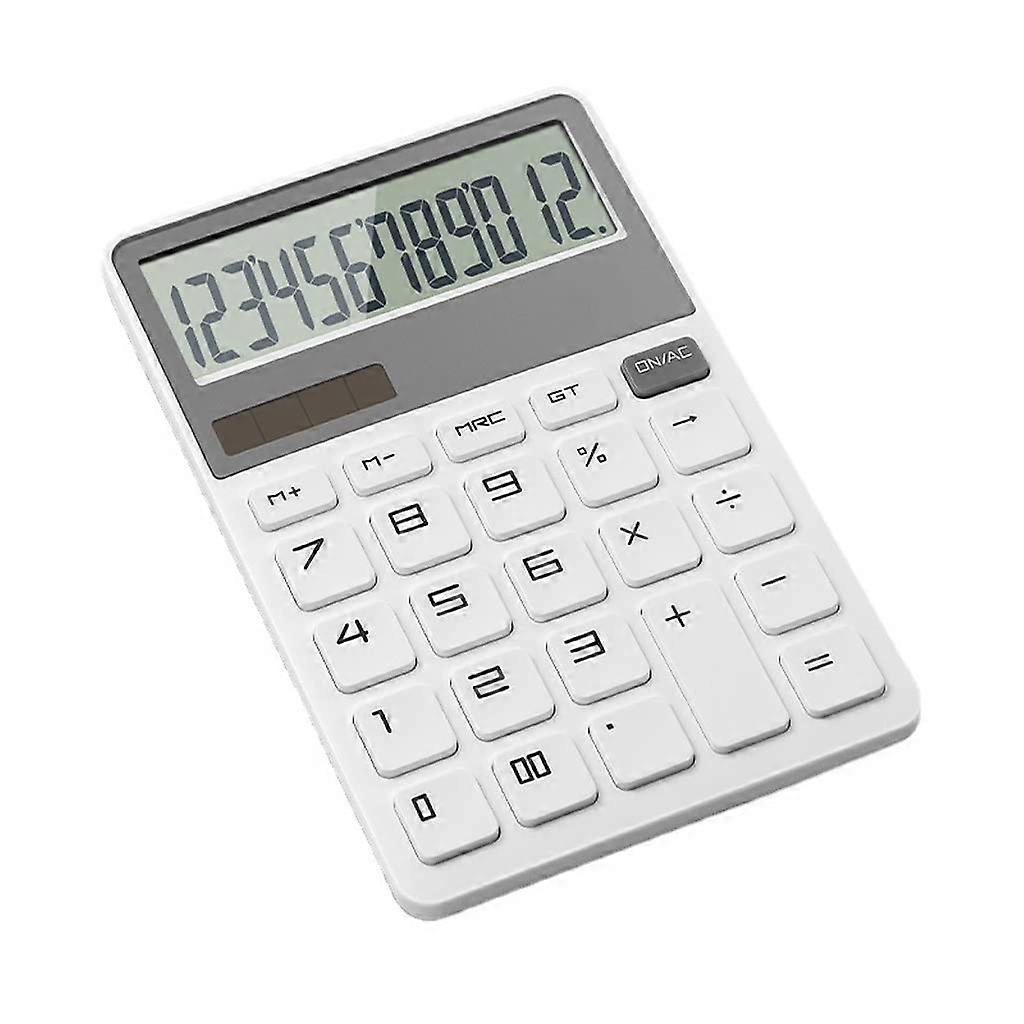 Large Display Calculator with DualLine LCD, 12Digit Solar Powered for Office and Accounting