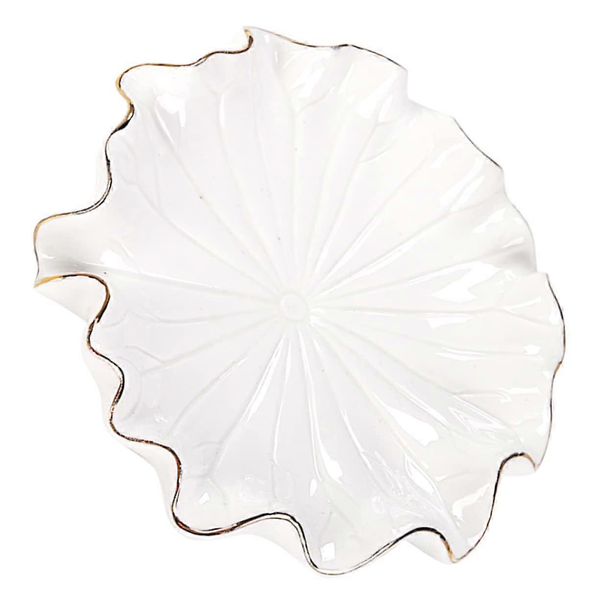 Leaf Shaped Ceramic Self Draining Soap Dish for Bathroom and Shower White Porcelain Holder