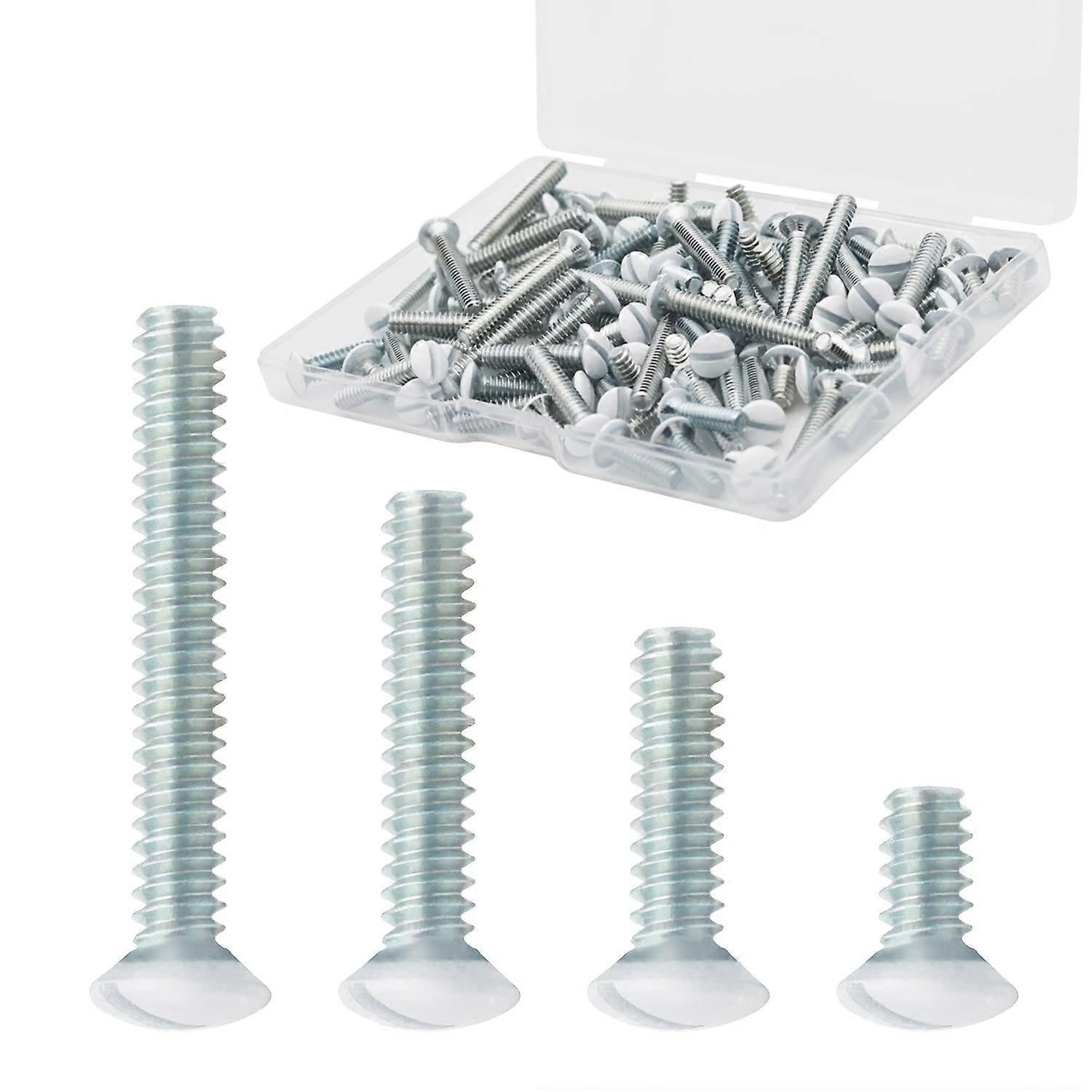 Wall Plate Screws 100 Pack White 632 Thread Assorted Lengths for Switch and Outlet Covers