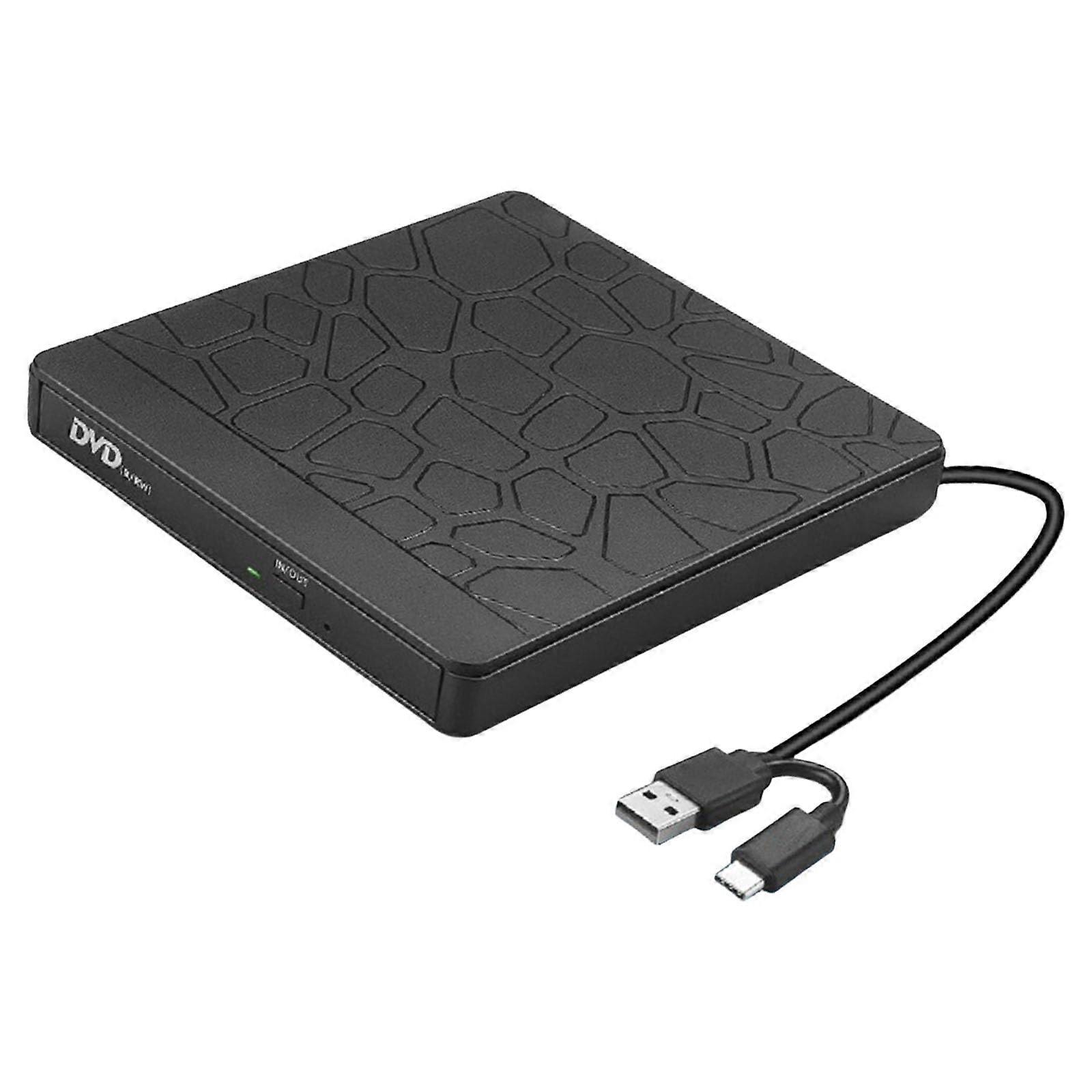 External DVD Drive USB 3.0 Type C with Dual Memory Card Slots Shockproof Design for Laptop and PC