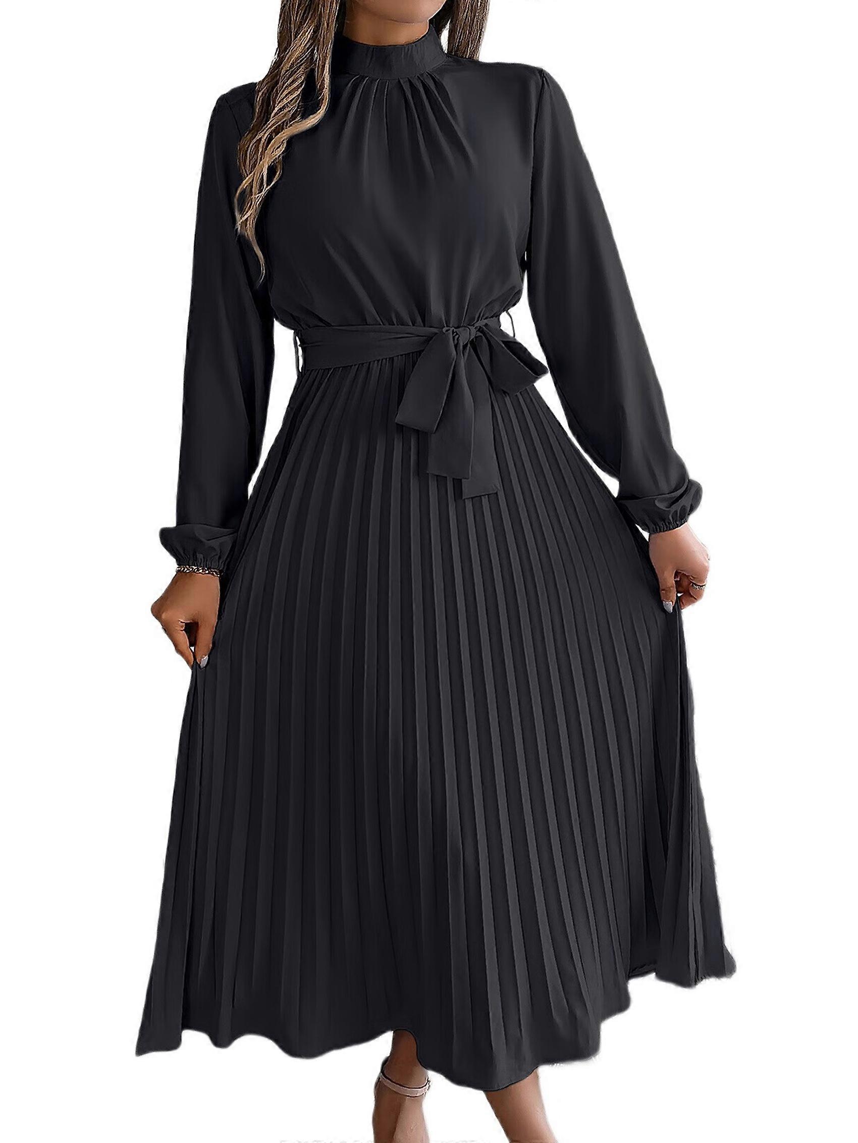 Women'S Long Sleeve Pleated Dress Casual Semi Formal Church Dress Mock Neck A Line Flowy Midi Dresses with Belt Black XL | Fruugo GR Women'S Long Sleeve Pleated Dress Casual Semi Formal Church Dress Mock Neck A Line Flowy Midi Dresses with Belt Black XL | Fruugo GR