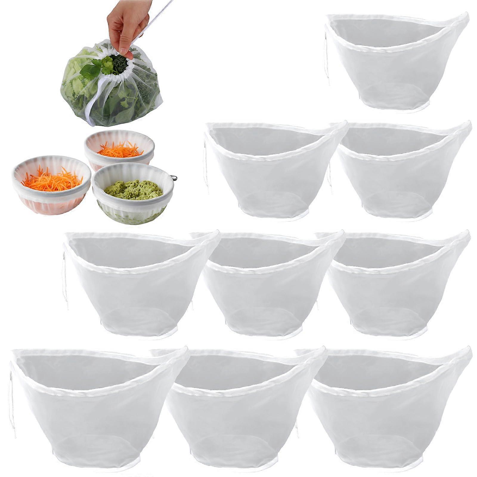 Nut Milk Bag Set 9PCS Fine Nylon Mesh Cheese Cloth with Adjustable Drawstring for Straining Juice