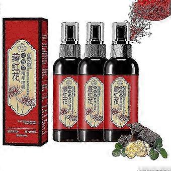 Spray de Essência de Açafrão 3x, Sérum Capilar com Extratos de Ervas, Spray de Essência de Açafrão e Polygonum Multiflorum, Fortalece a Raiz e Combate o Frizz