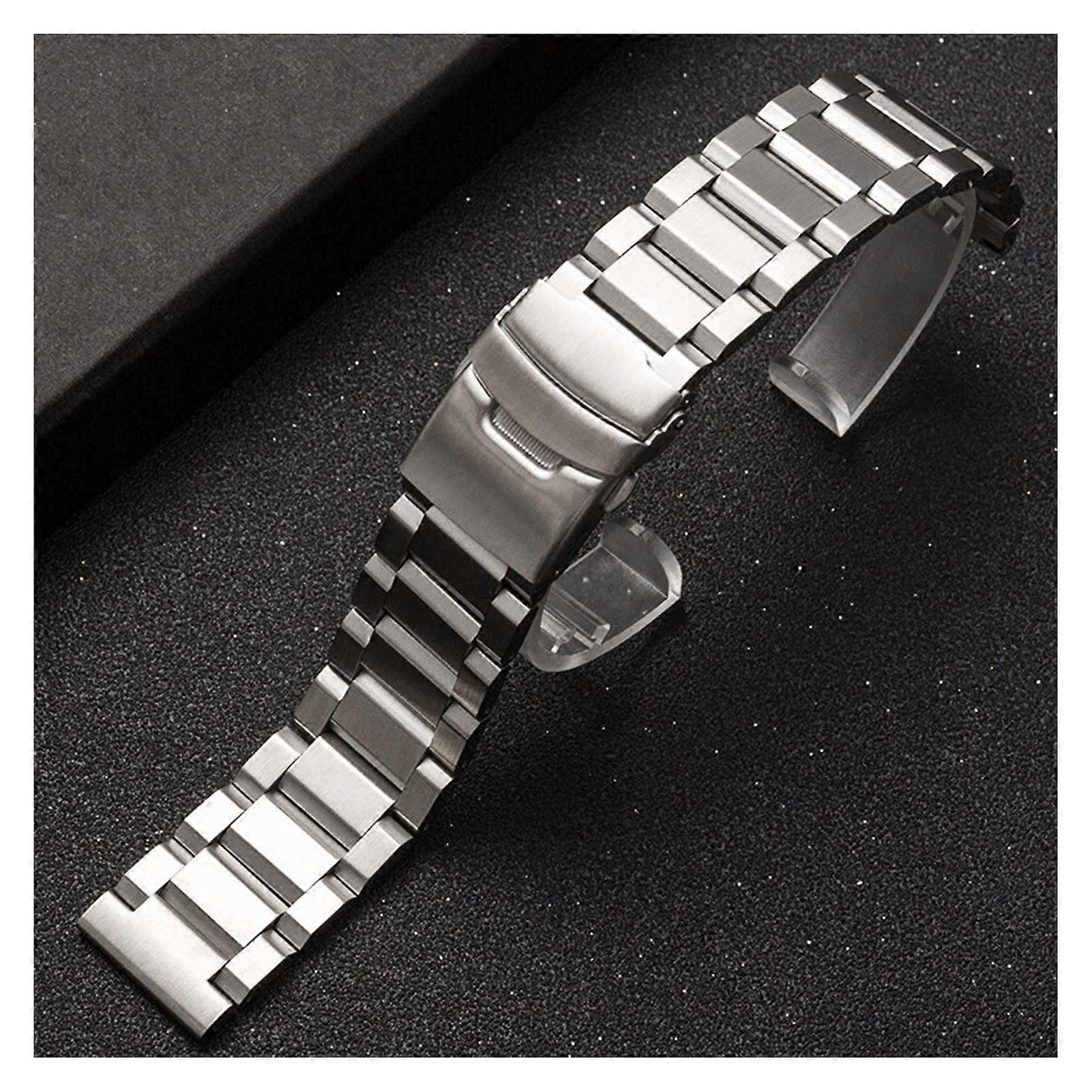 Stainless Steel Watch Band 21 25mm Solid Metal Strap with Secure Folding Clasp Replacement 24mm