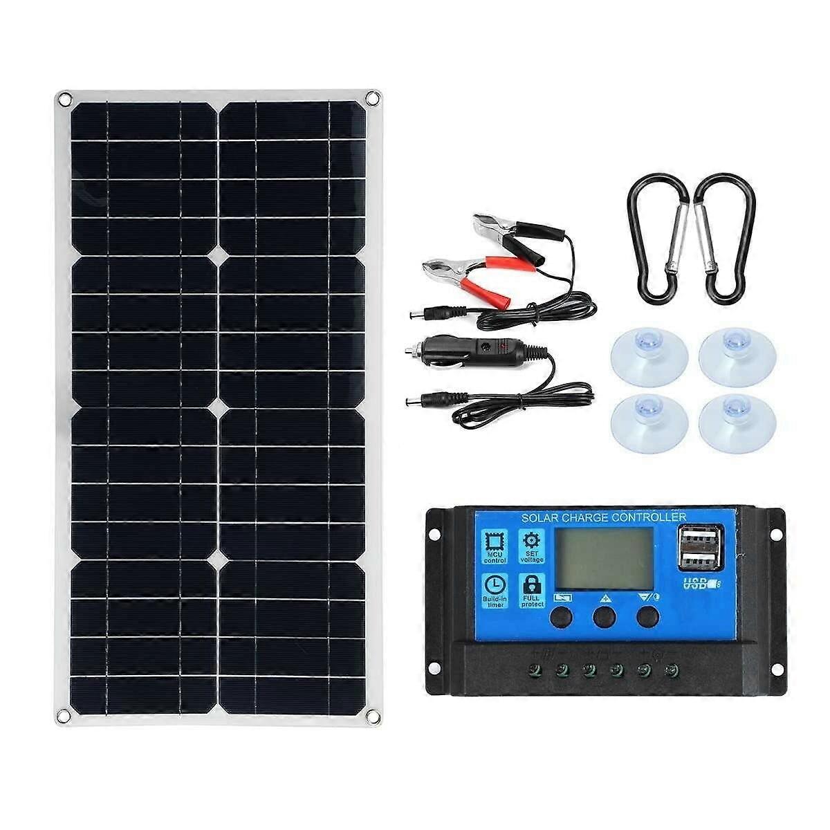 20W Portable Solar Panel Kit with Controller, Fast Charging for RV, Boat, Phone, and Tablet