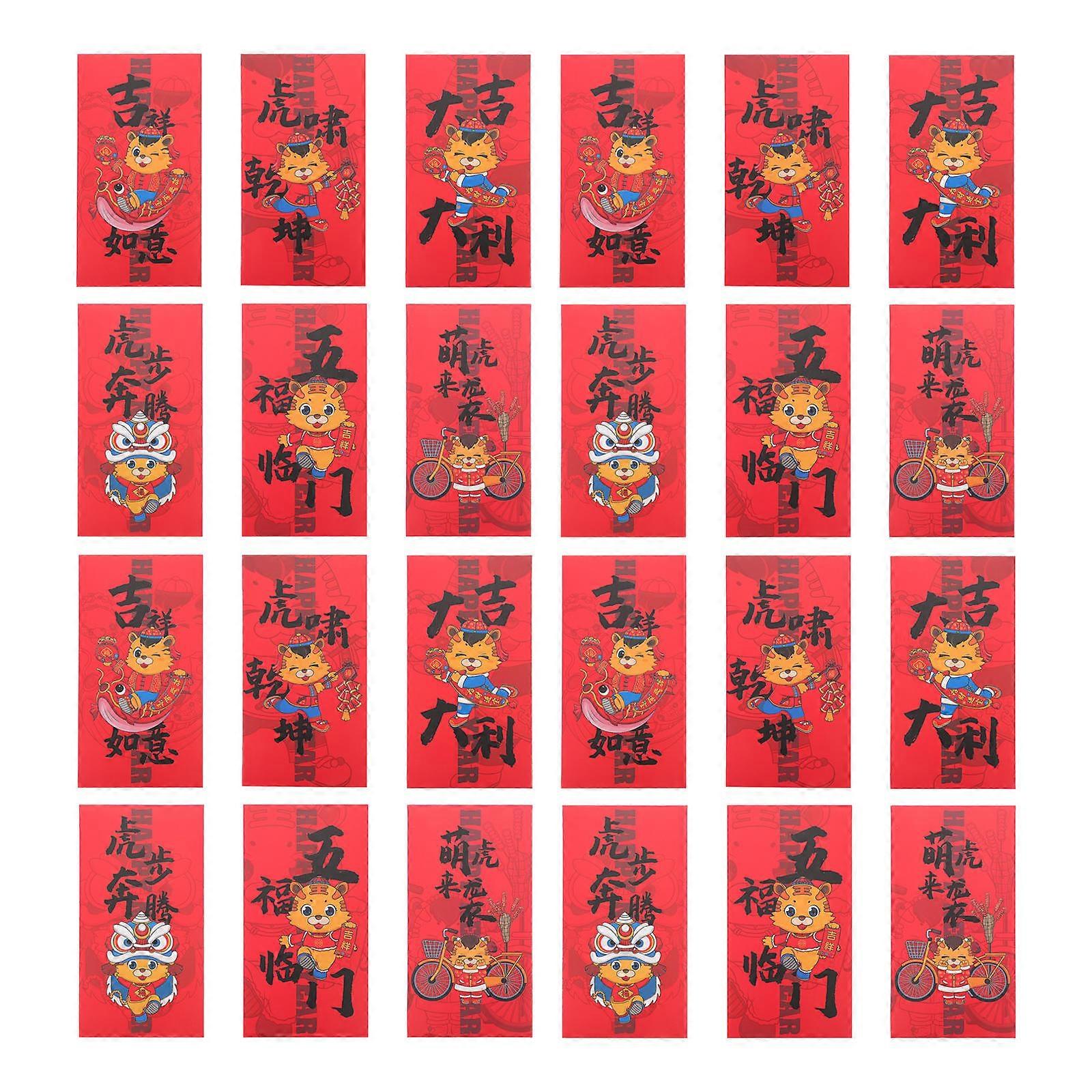 Tiger Year Money Packets Red Packet for Storage 24Pcs Red