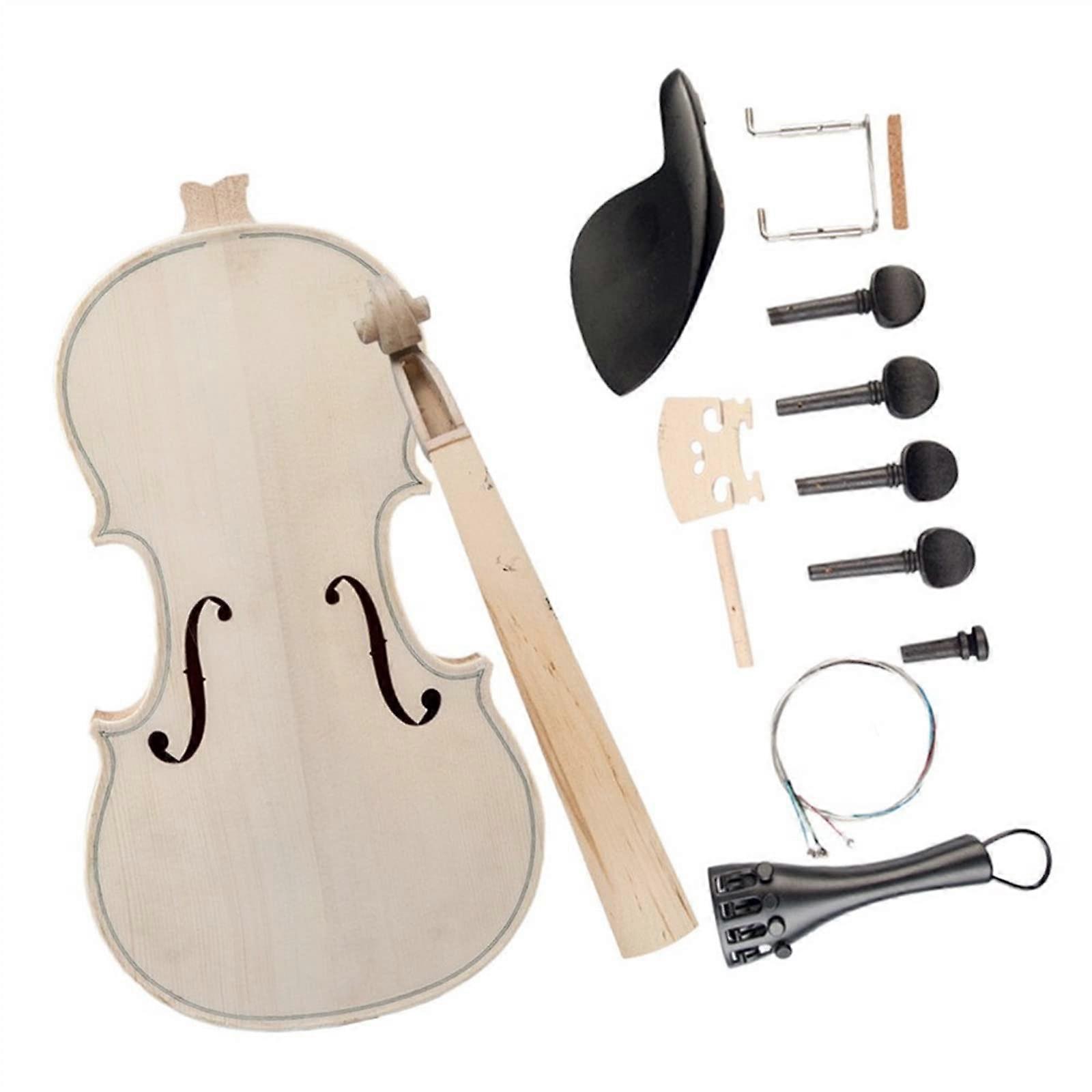 3/4 Size DIY Violin Kit for Students, Solid Wood Spruce  Maple Back, Acoustic Fiddle Set