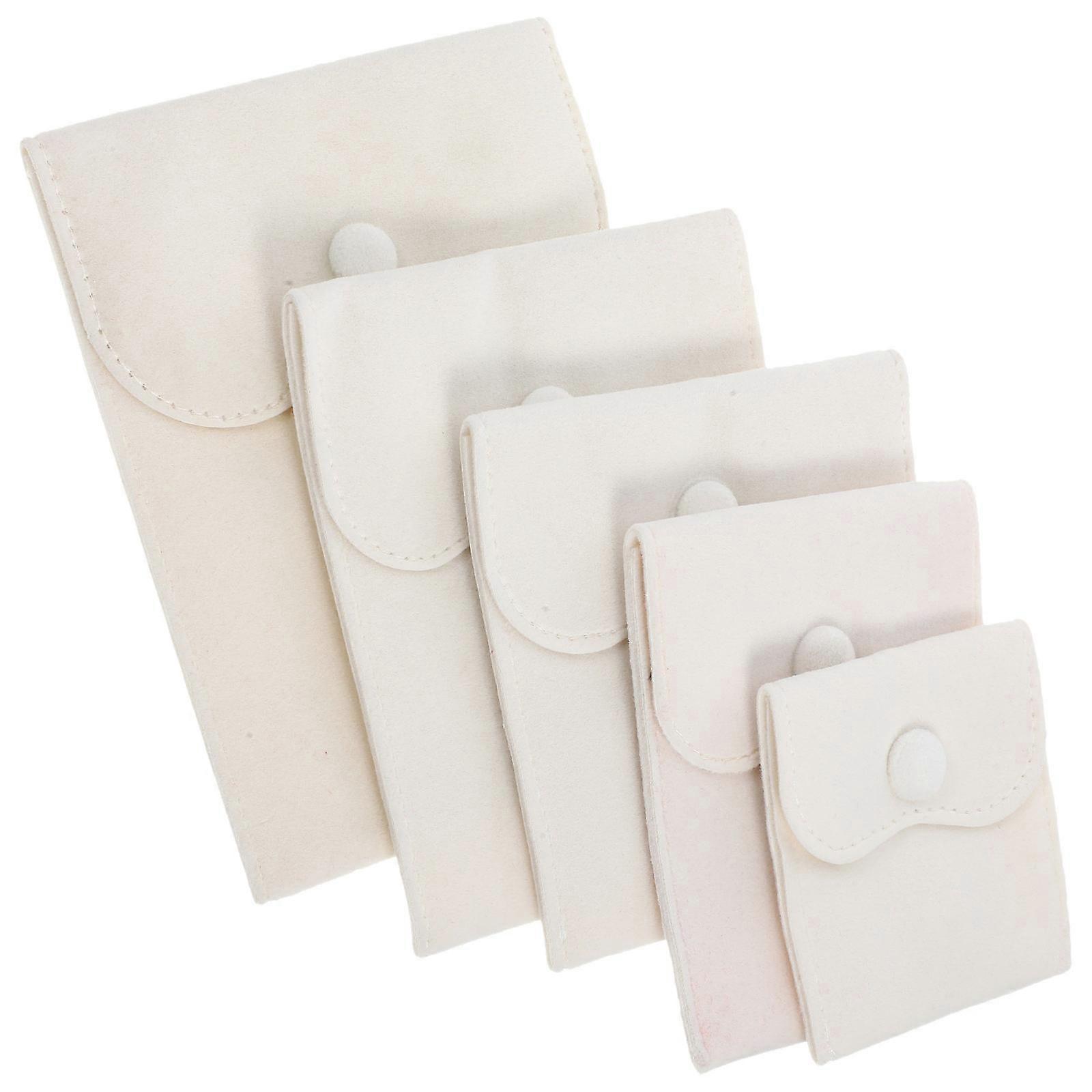 Beige Jewelry Bag with Snap Button 15Pcs Small Pouches for Storage