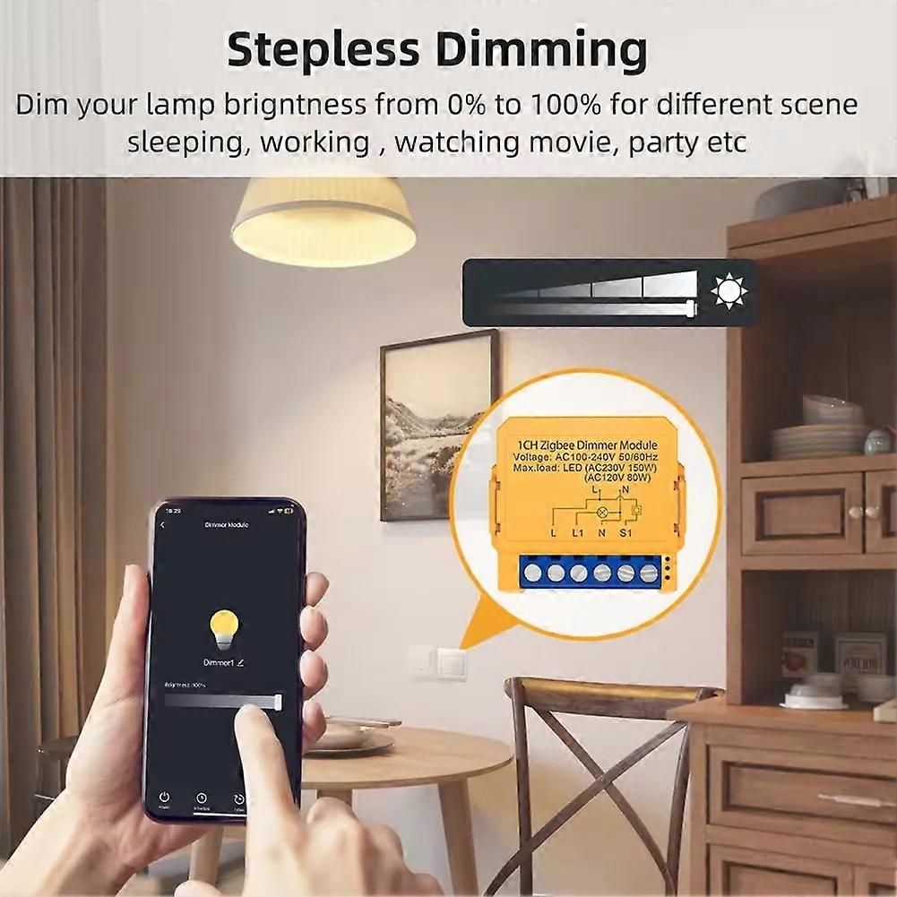 ZigBee Smart Dimmer Switch Module for Voice and App Control, Compatible with Most Platforms