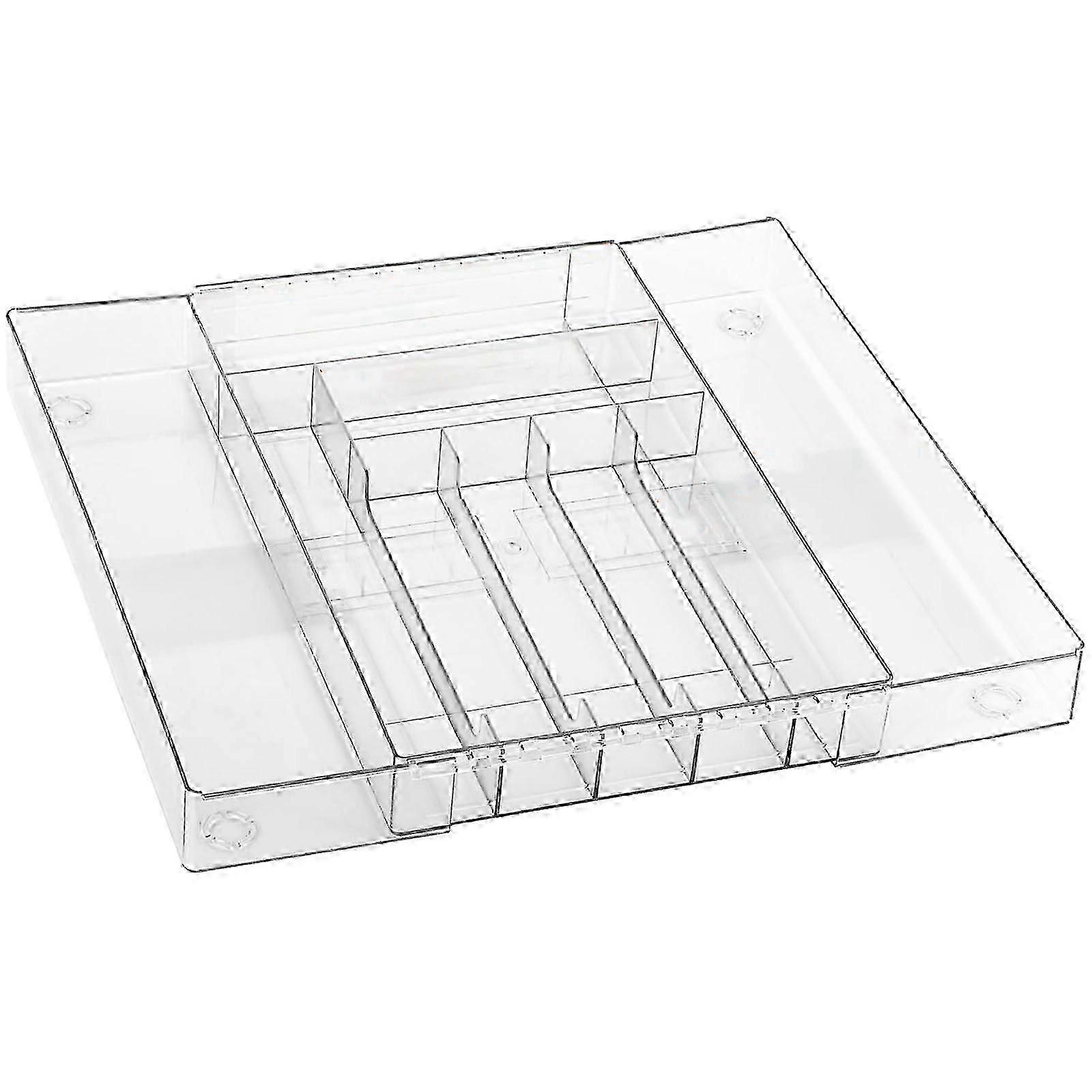 Adjustable Plastic Cutlery Holder Clear Storage Divider for Kitchen Drawer