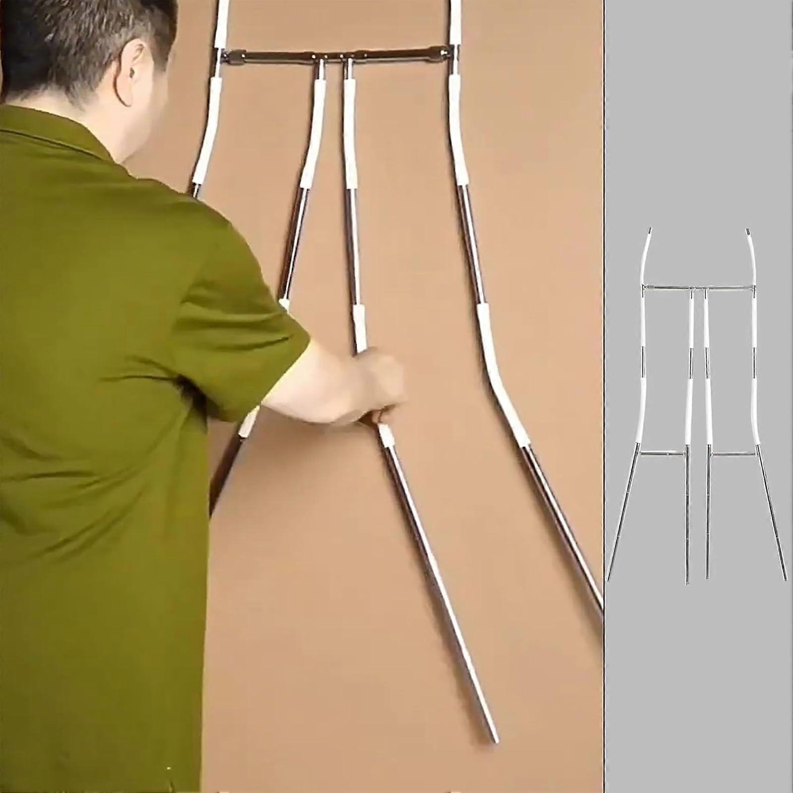 Adjustable Clothes Rack with Telescopic Frame, Foldable SpaceSaving Garment and Pants Hanger