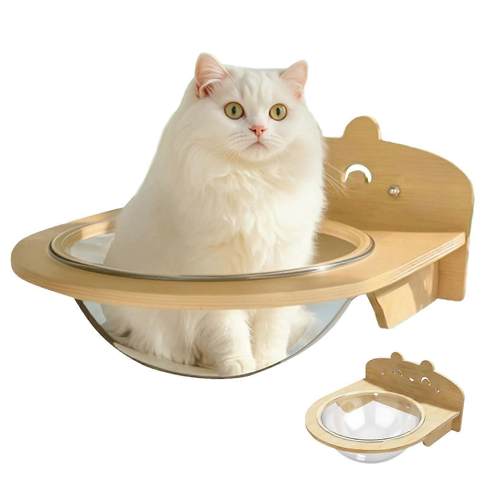 Cat Window Perch with Suction Cups, SpaceSaving Acrylic Hammock for Indoor Sunbathing and Viewing