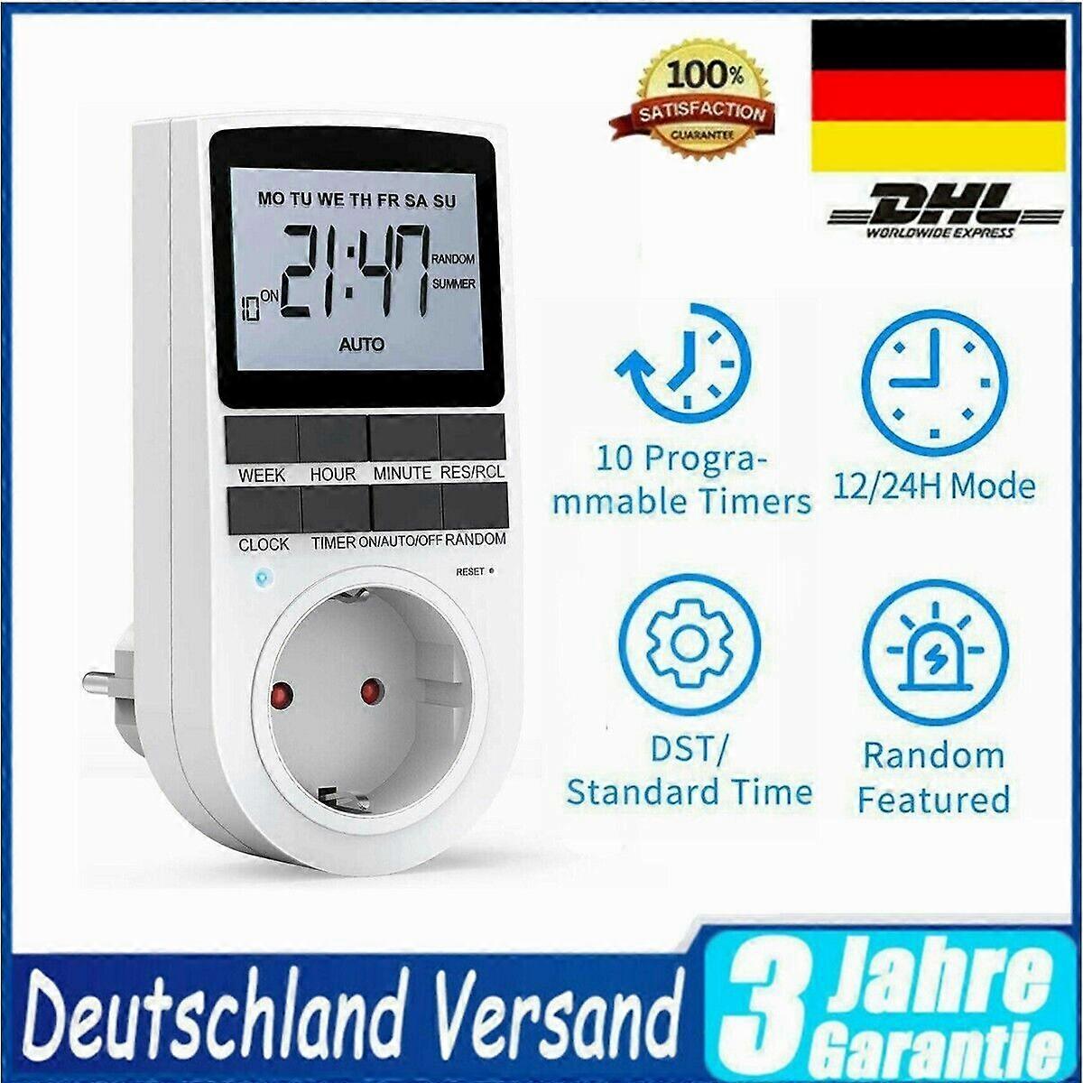 Programmable Timer for Electrical Outlet, Multifunctional Digital Timer Plug with 7-Day Repeating Cycle and Countdown Function, Energy Saving On Off