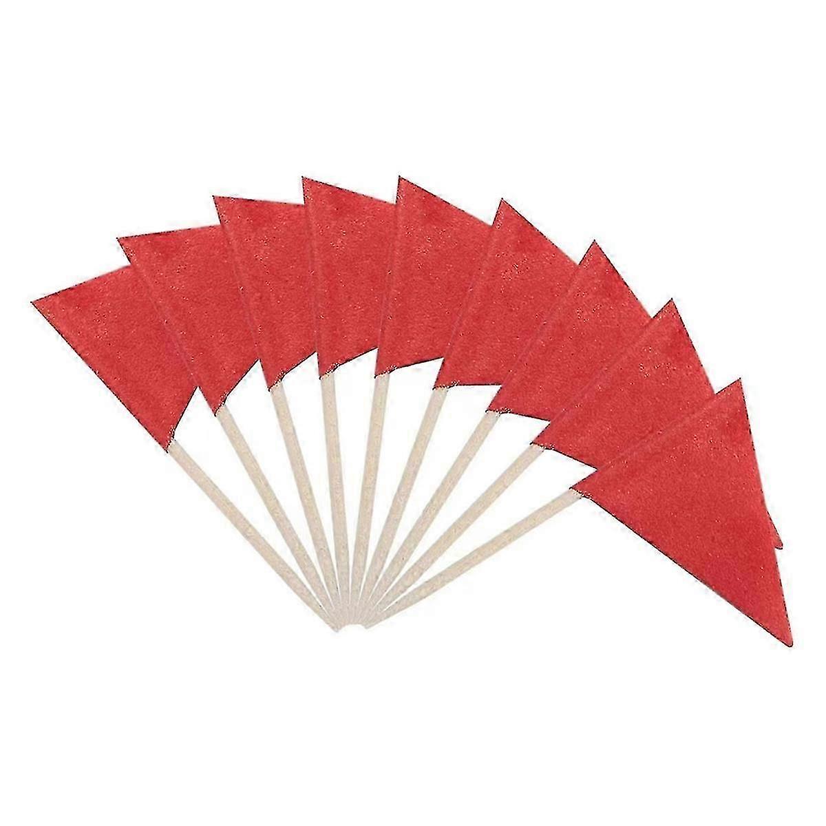 100 Pcs Solid Red Toothpick Flags Small Mini Plain Red Color