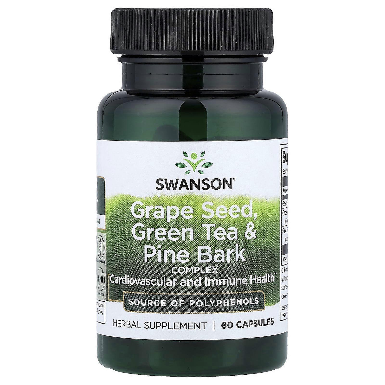 Swanson, Grape Seed, Green Tea & Pine Bark Complex, 60 Capsules, 3-Pack
