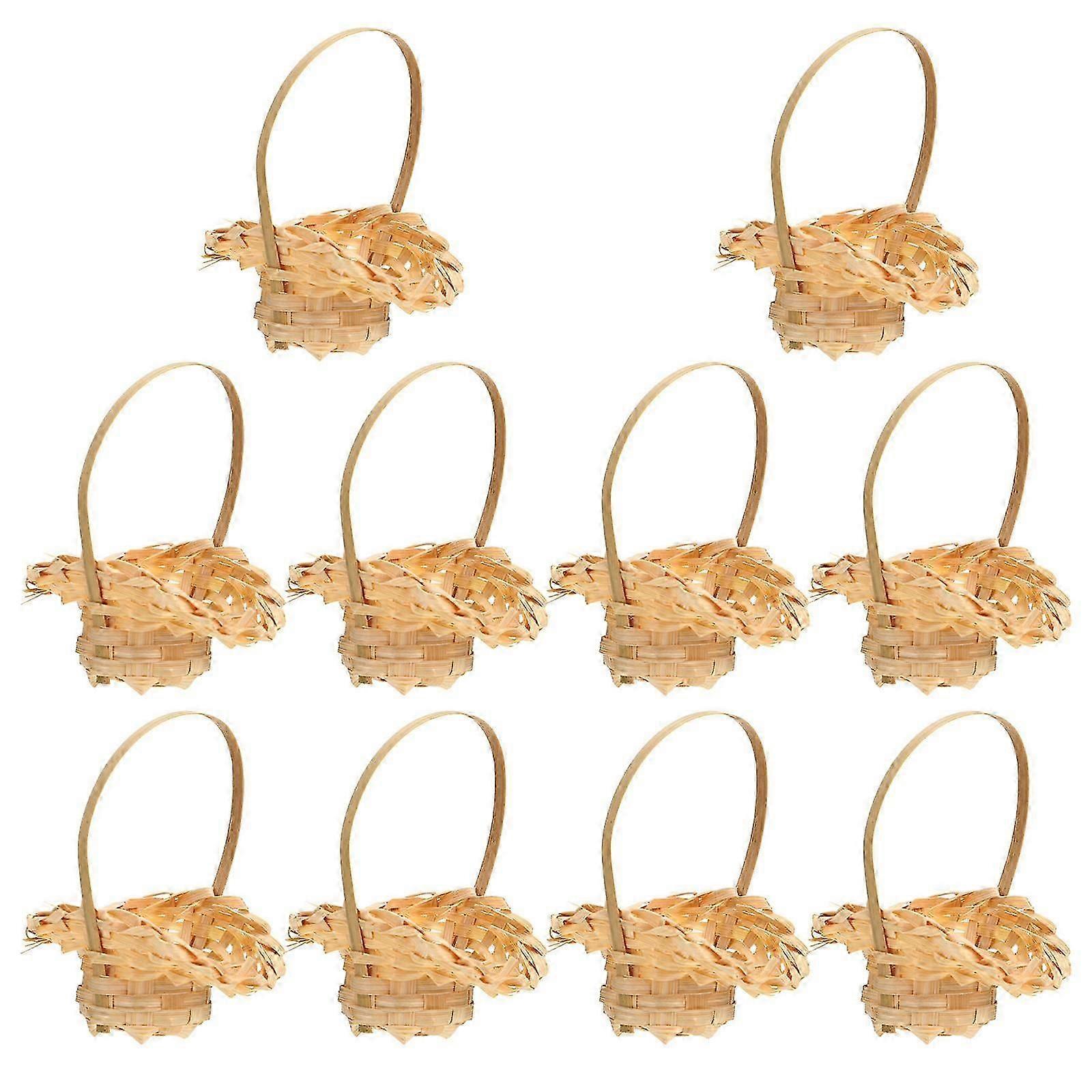 Woven Flower Basket Mini Basket for Multi-Function Use 10Pcs Hand-Held Baskets