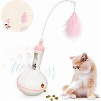 Interactieve Cat Tumbler Ball met bal en veren, interactief kattenspeelgoed, 4 in 1 roterend interactief speelgoed voor katten (roze)