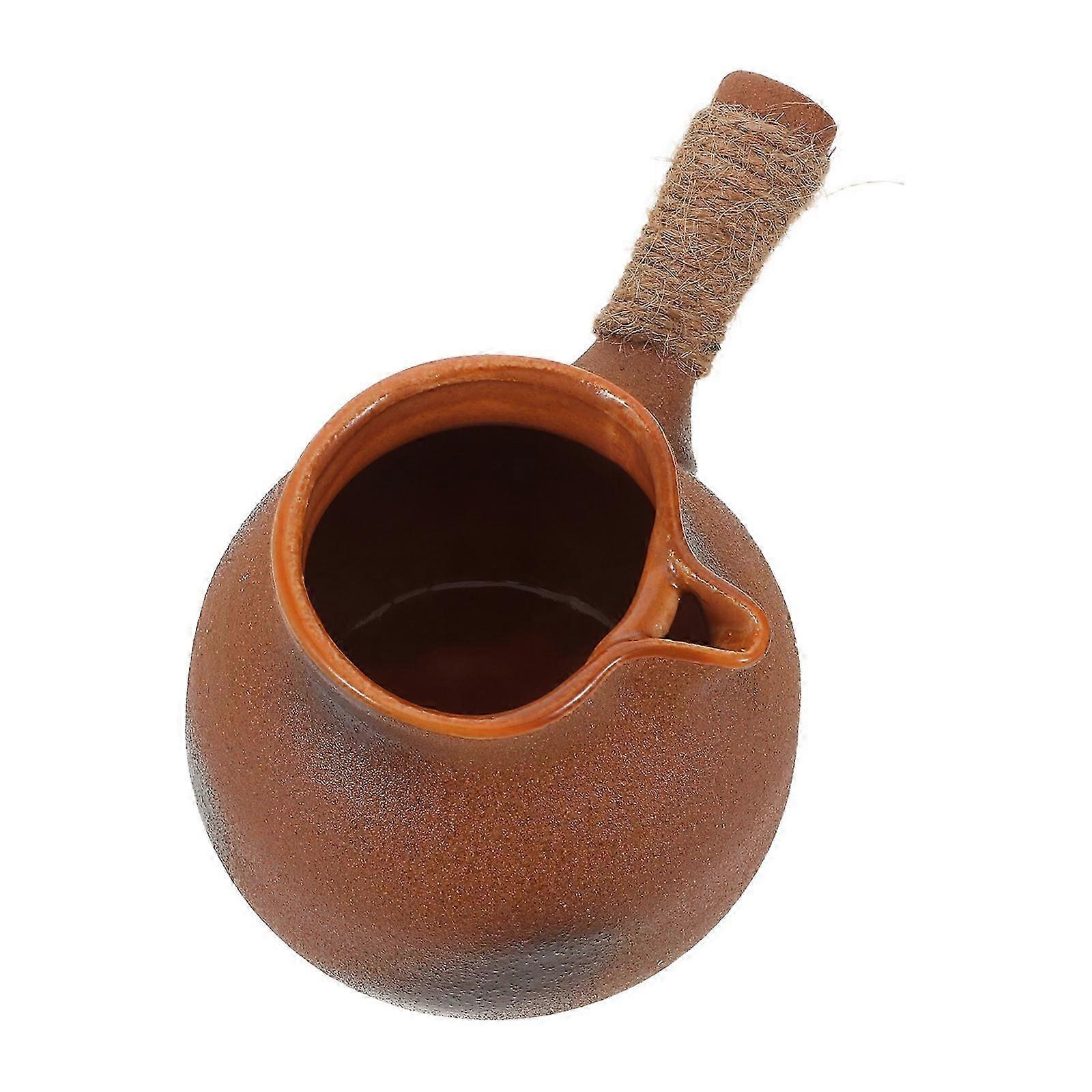 Geleneksel El Yapımı Kil Çaydanlık, 800 ml Taşınabilir Seramik Çaydanlık, Kamp ve Açık Hava Yemekleri İçin