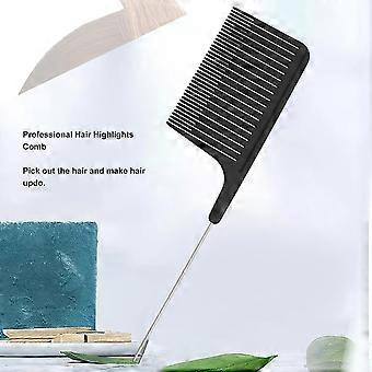 Hair Highlight Comb, Professional Hair Stlist Comb with Stainless Steel Rat Tail, Ergonomic Design, Use, Premium Mat