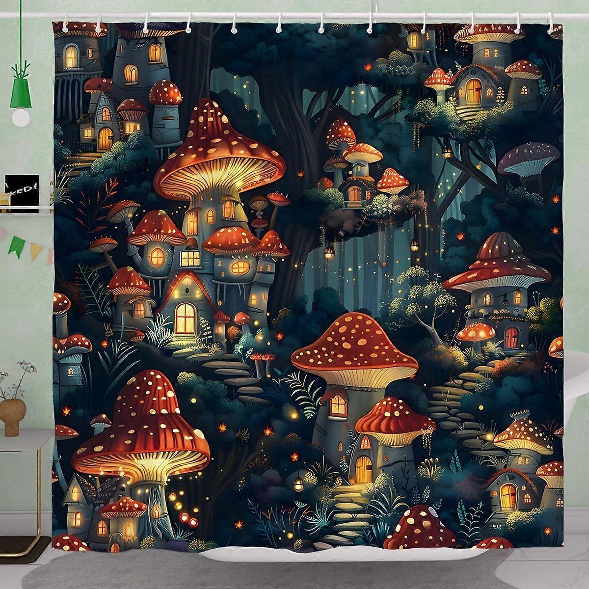 Fantasy Mushroom Forest Polyester Waterproof Curtain