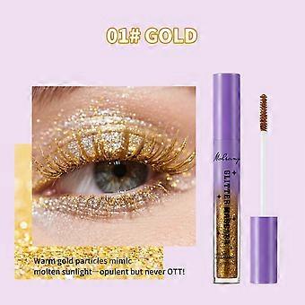Gold Glitter Mascara, Shimmer Eyelash Makeup with Long Lasting Waterproof Wear for Festival Party Wedding Travel Date Night Look
