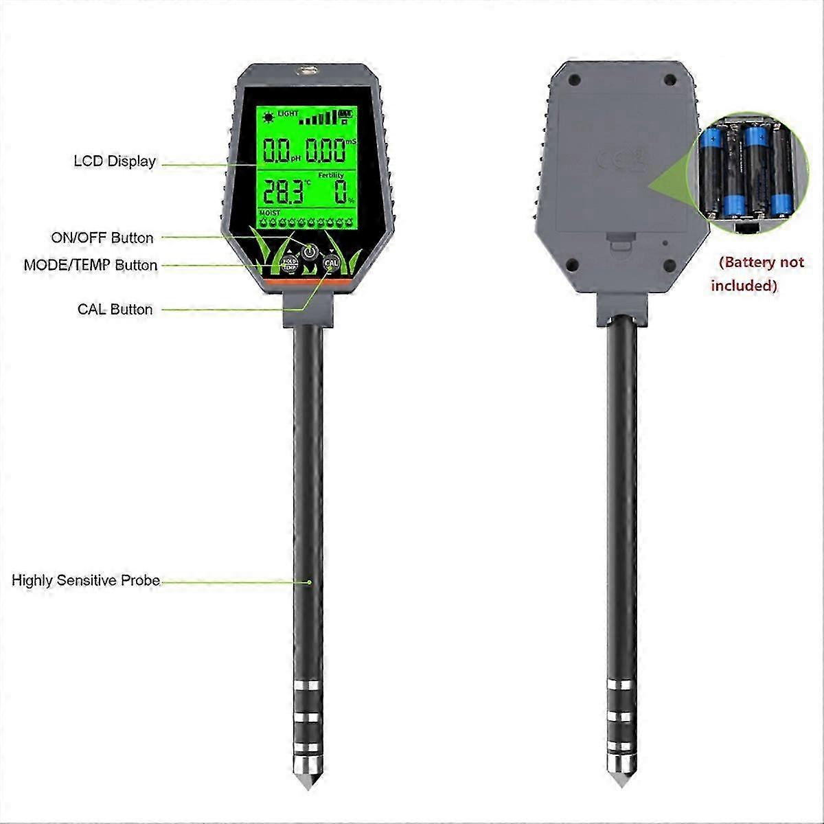 PH/EC/Humidity/Sunlight/Fertility/Temp Digital Soil Moisture Tester