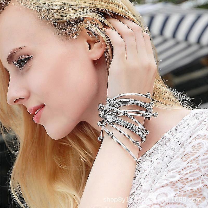Rose Gold Tone Multilayer Wrap Bracelets Leather Cuff Bracelets Stackable Bracelets Set