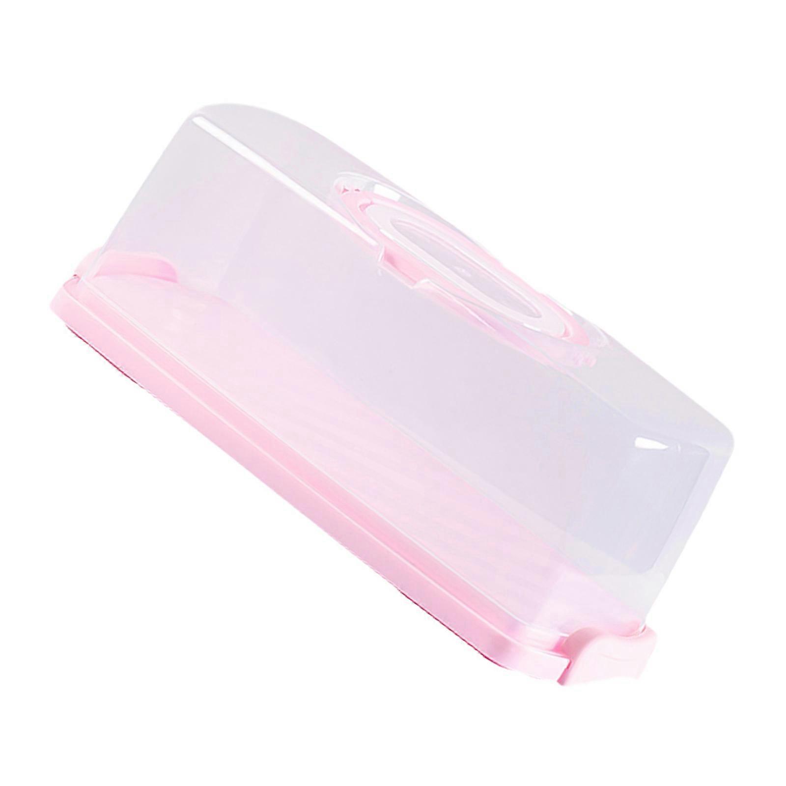 Portable Cake Box Toast Bread Wrapping Box Plastic Bread Container (Pink)