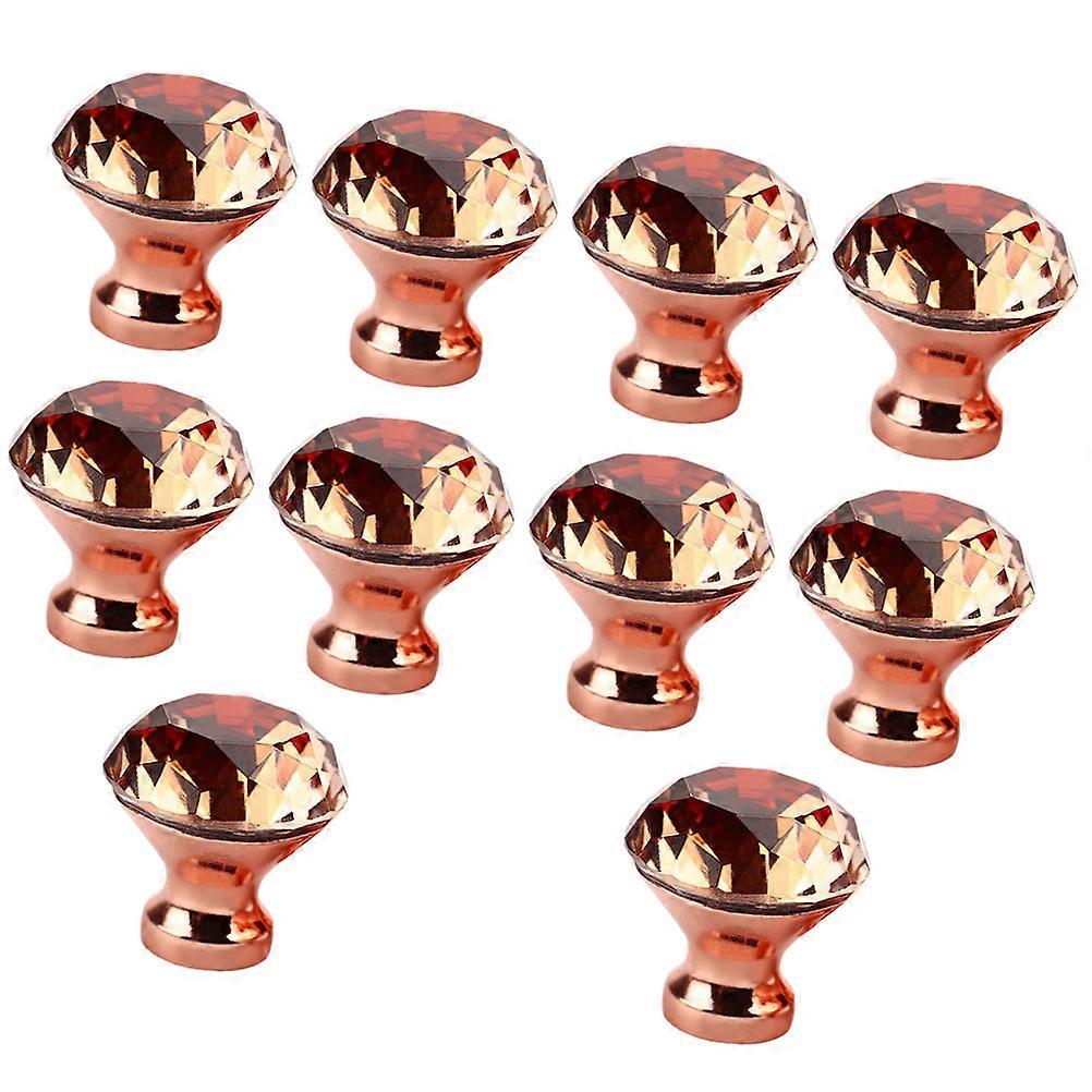 Diamond Shape Design Water Pull Crystal Glass Knobs 10Pcs Rose Golden