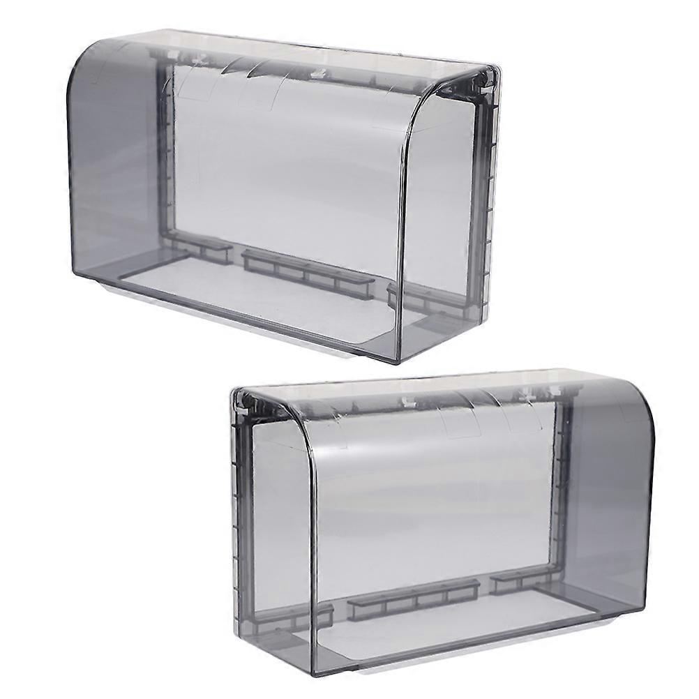 Large Plug Socket Cover Rectangular Shape Electrical Safety Families Transparent Black 2Pcs