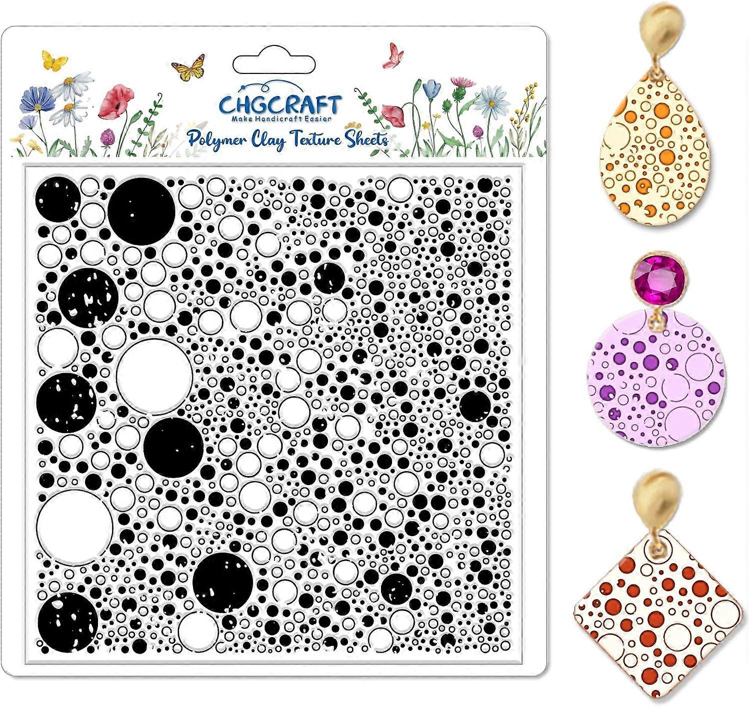 Retro Polka Dots Polymer Clay Texture Sheets Geometric Texture Stamp Clay Texture Mat Modeling Pattern Pad Sheets