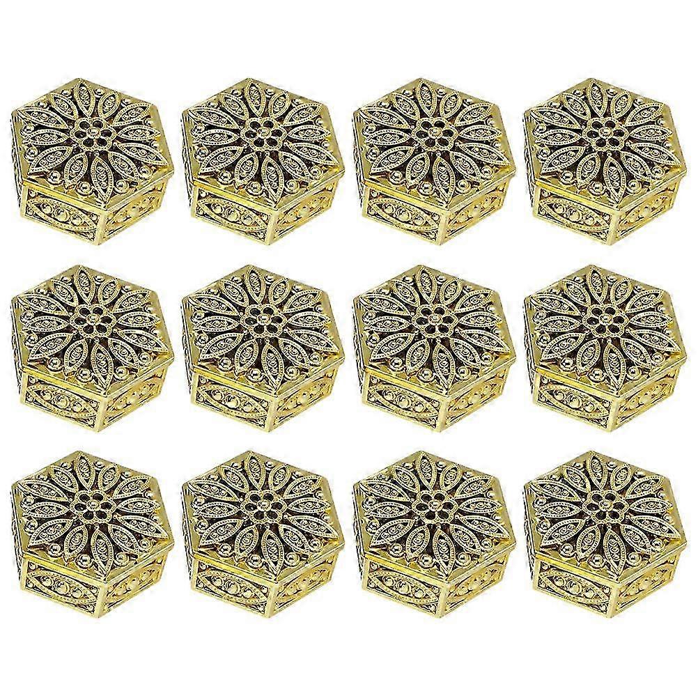 Present Case Gift Packaging Box compatible with Storage 12Pcs Golden Plastic