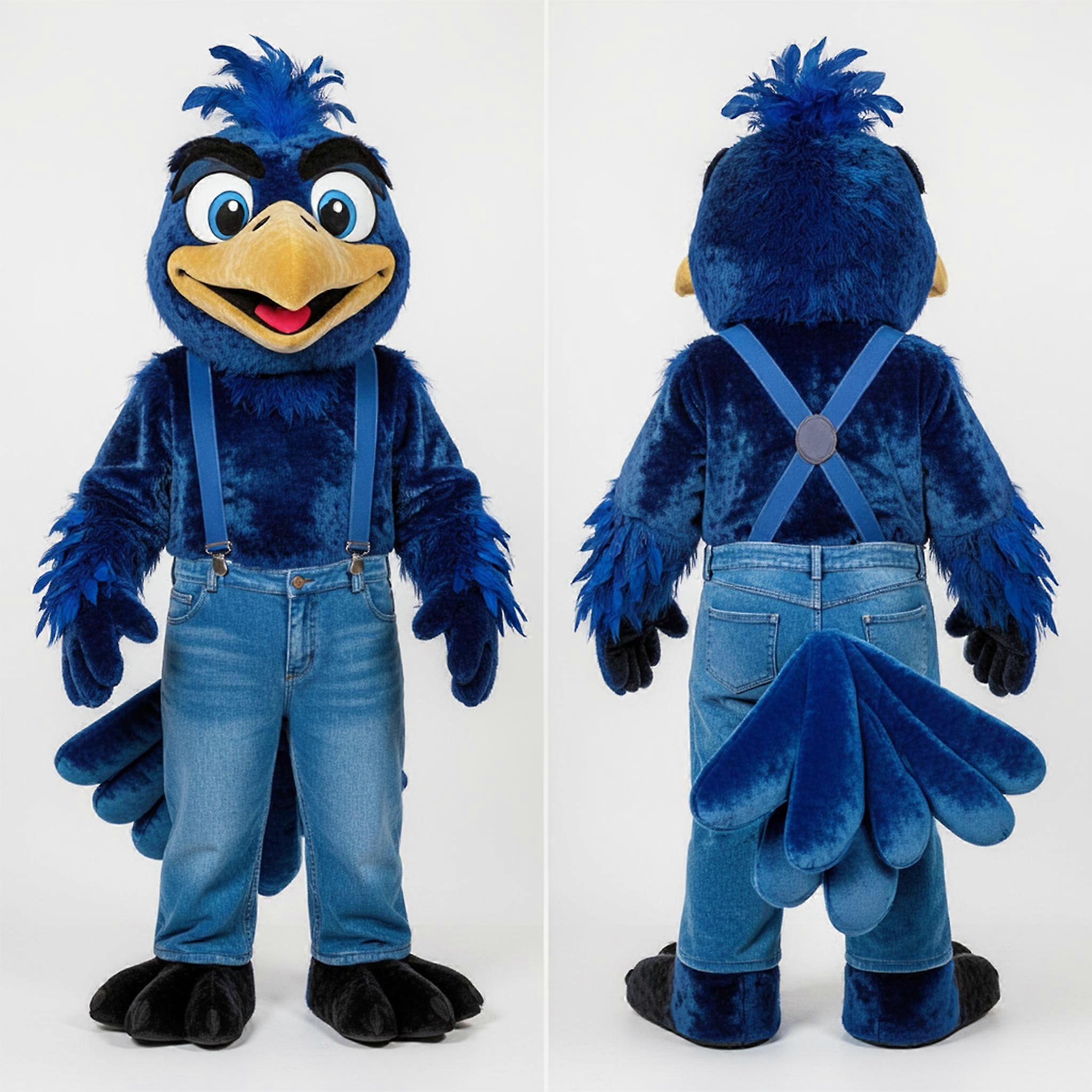 MASTICOT Azure Blue Feathered Crow Mascot