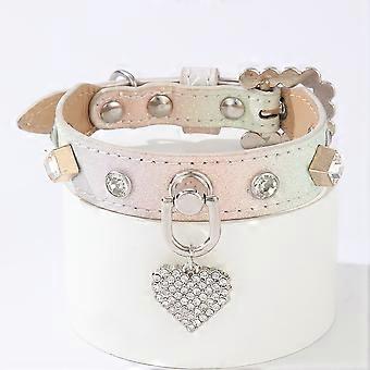 PU-Hundehalsband mit Strassanhänger für Welpen – Stilvolles Haustieraccessoire A