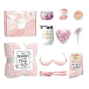 Pamper Gifts For Women Thoughtful Birthday Gift Set Heartwarming Teacher Appreciation With Pink Blanket