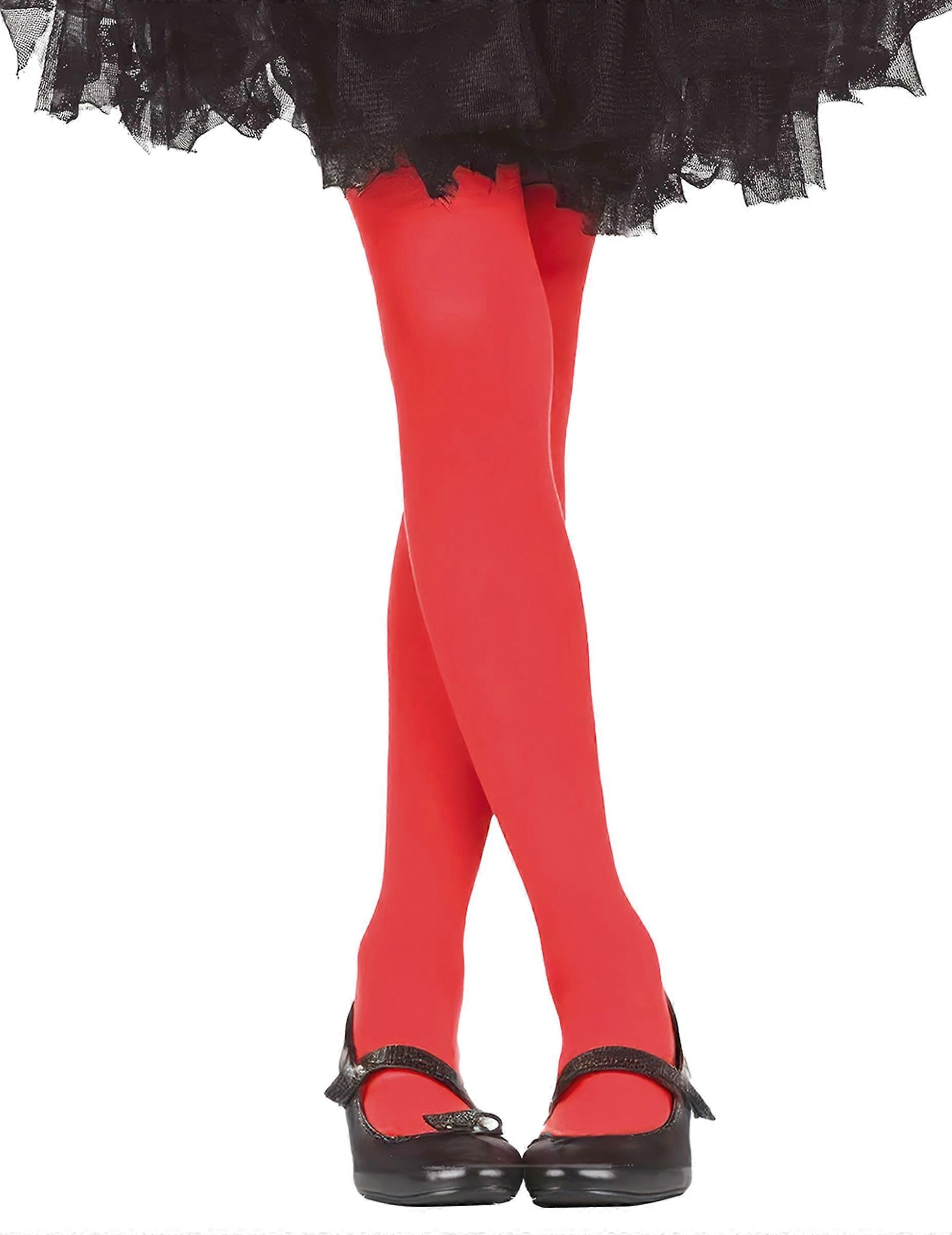 Children's red opaque tights