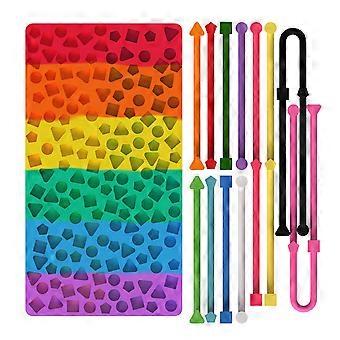 Geometric sensory activity board, silicone decompression board, relaxation toy to relieve stress, anxiety, ADHD, autism, rainbow colors865