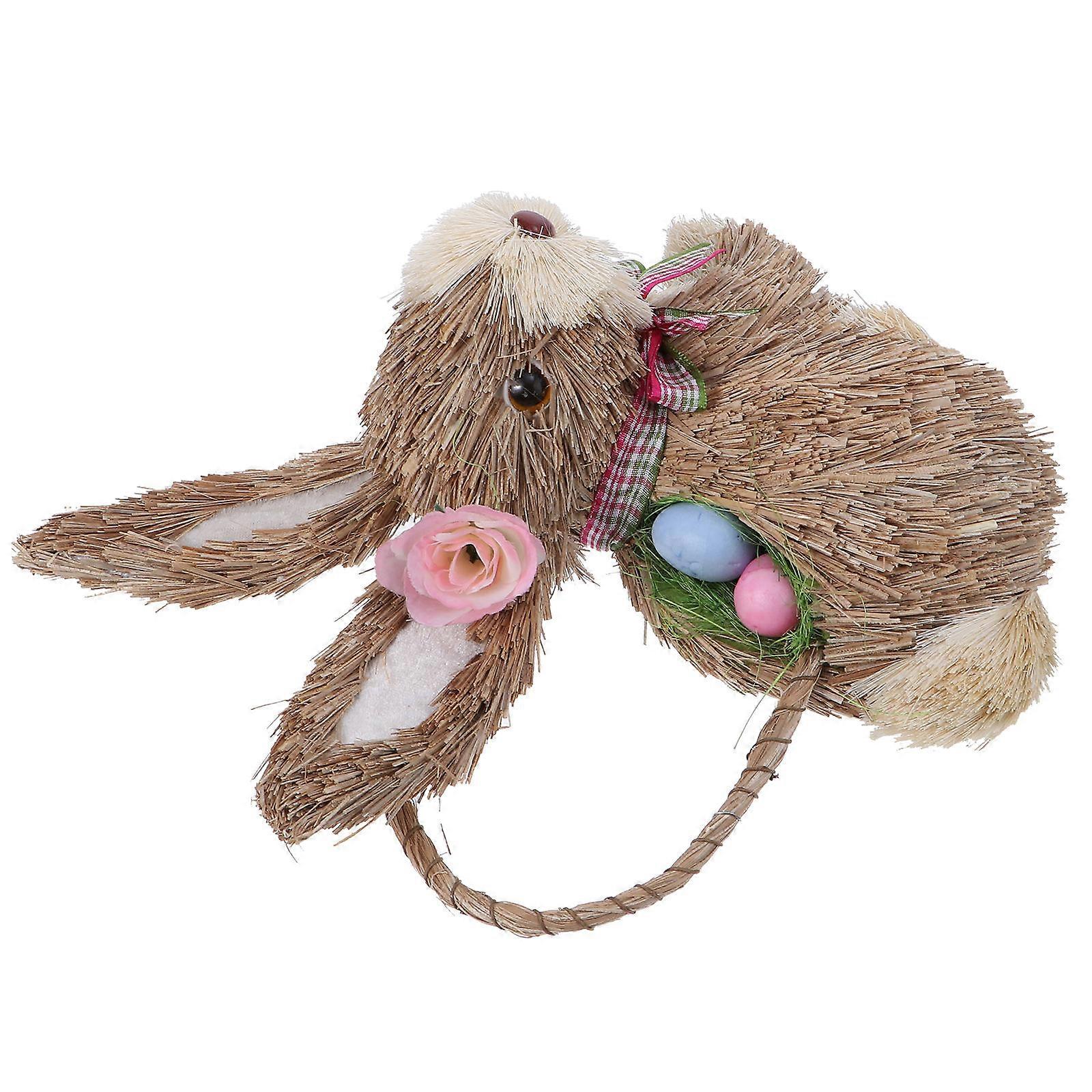 Straw Woven Rabbit Easter Decoration for Home Decoration