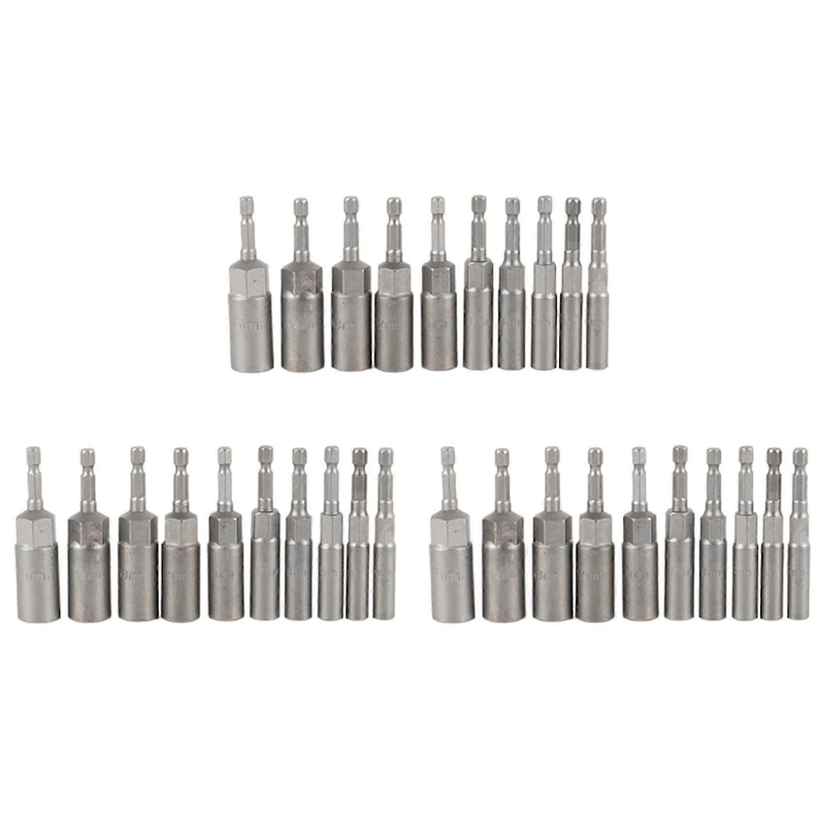 30Pc 1/4 Inch Wrench Hex Bit Socket Set Deep Long 1/2 Inch Impact Drill Socket Adapter Drill Bits