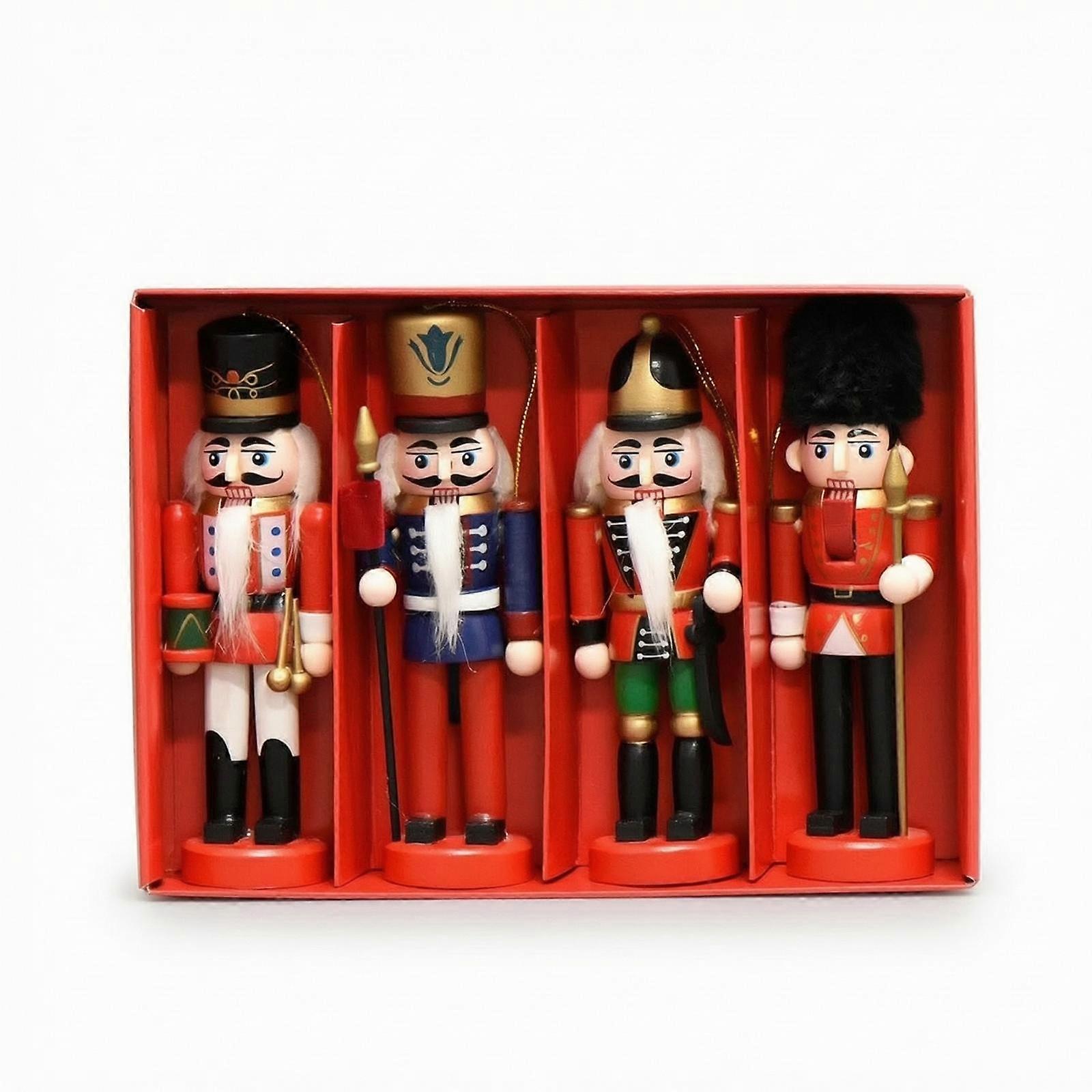 4 Pieces Nutcracker Decoration with Hanging Loop Standing for Mantel