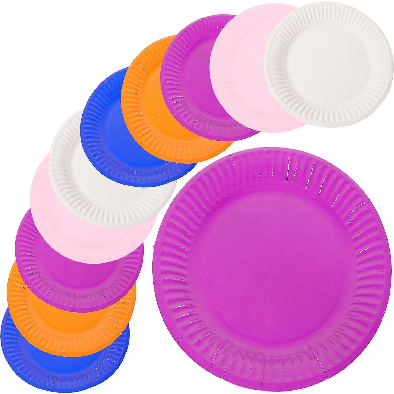 Colored Paper Plates Tableware compatible with Party Use 50Pcs Multi-Functional Paper Dinner Plates