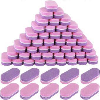 50 Pack Mini Sponge Nail Buffer Blocks Nail Files and Buffers 100/180 Grit Double Sided Nail File for Smoothing and Polishing Acrylic Nails(Pink and P