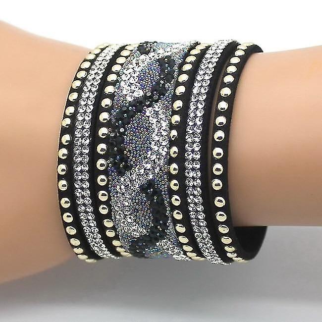 Crystal Leather Bracelets & Bangles Personality Printed Pave Setting Rhinestone