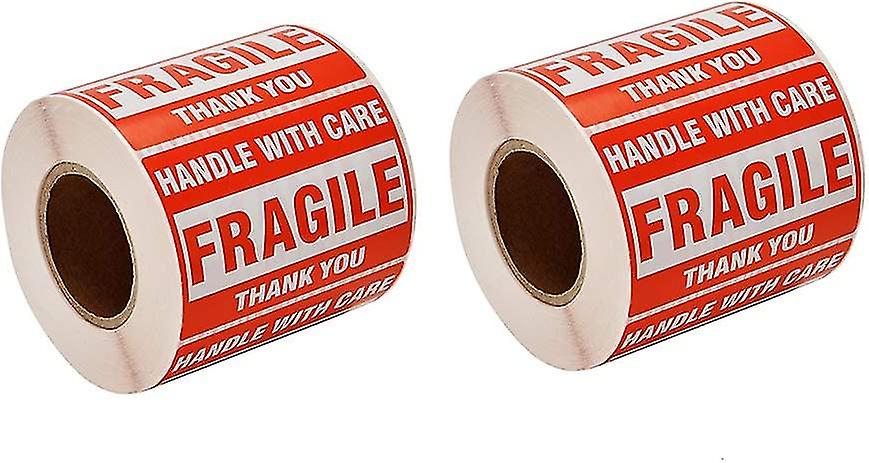 2000 Fragile Stickers 4 Rolls 2" X 3" Fragile - Handle With Care - Thank You Shipping Labels Stickers (500 Labels/roll)